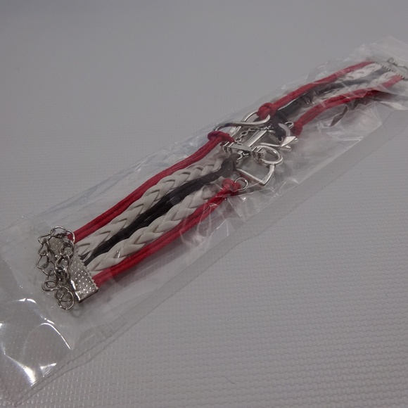 Love Anchor Leather Charm Bracelet Silver Plated - Picture 4 of 4